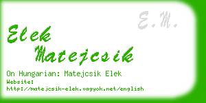 elek matejcsik business card